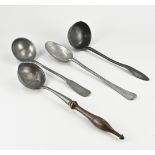 Four antique pewter spoons