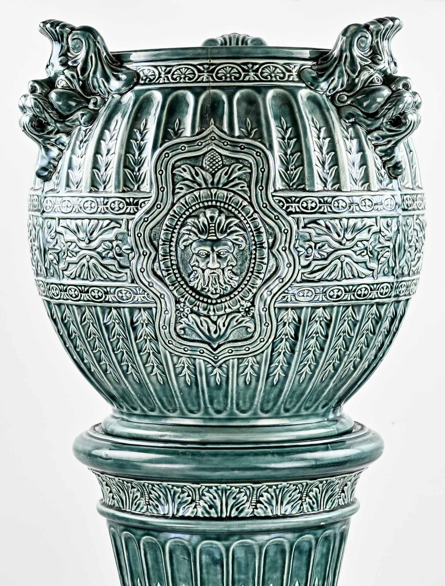 Majolica flower pot on a column - Image 2 of 2