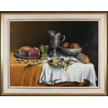 Anton Verhoeven, Still life with glass, pewter etc.