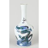 Chinese Familie Verte pipe vase, H 26.5 cm.