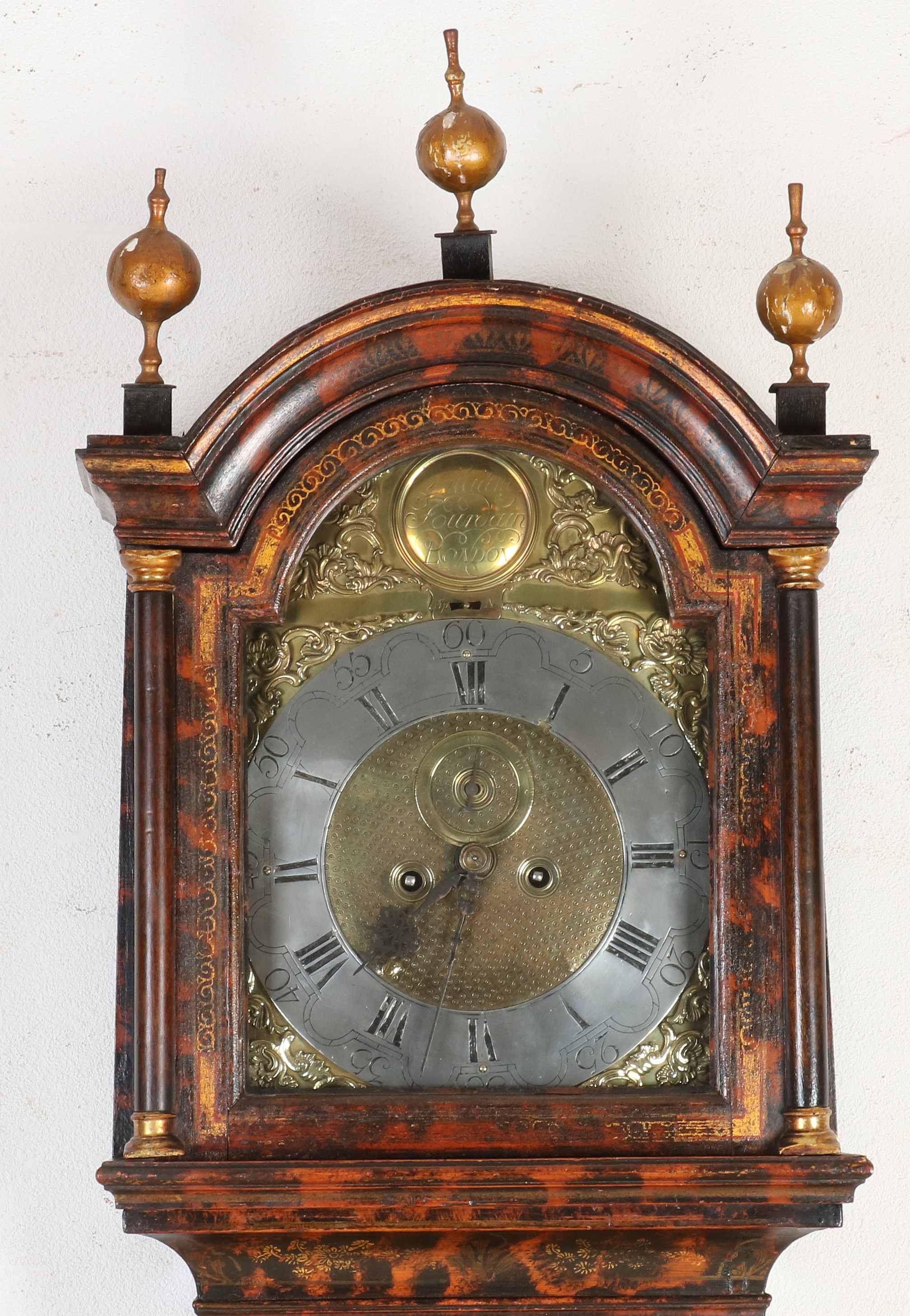 18th century English grandfather clock with chinoiserie, H 220 cm. - Bild 2 aus 2