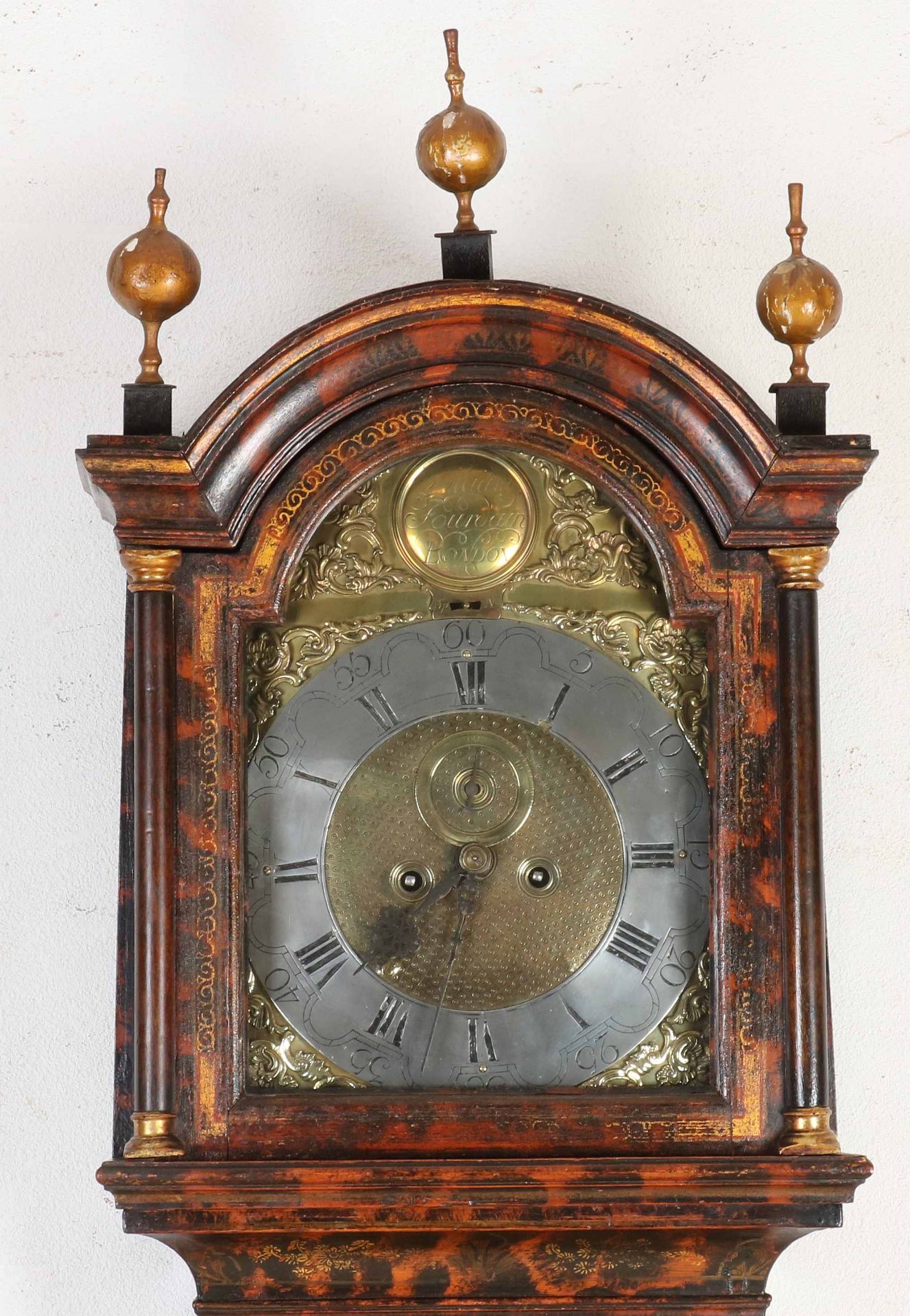 18th century English grandfather clock with chinoiserie, H 220 cm. - Image 2 of 2