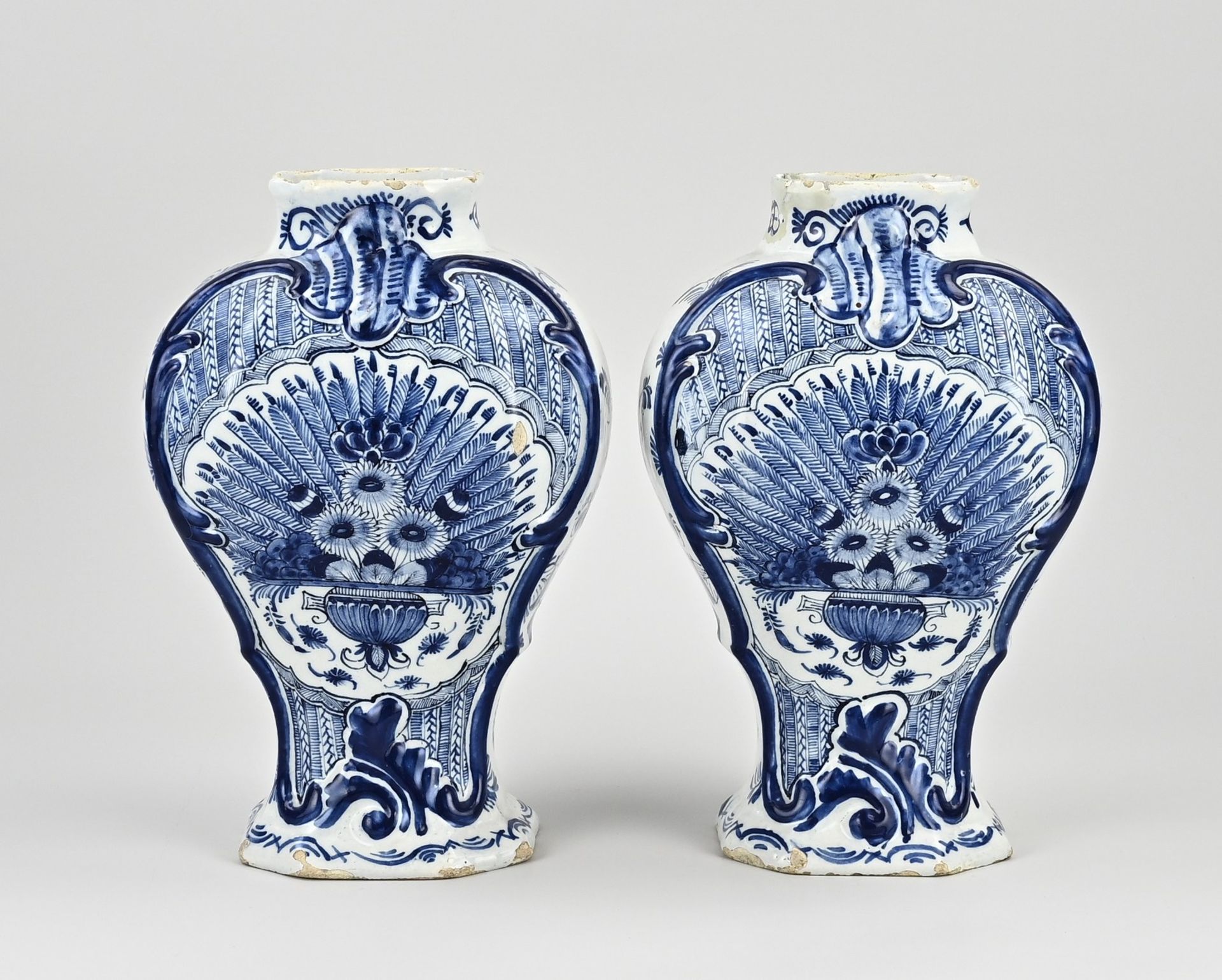 Set of 18th century Delft vases, H 26 cm.