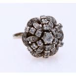 White gold rosette ring with diamond