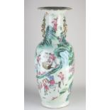 Antique Chinese Familie Verte vase, H 63 cm.
