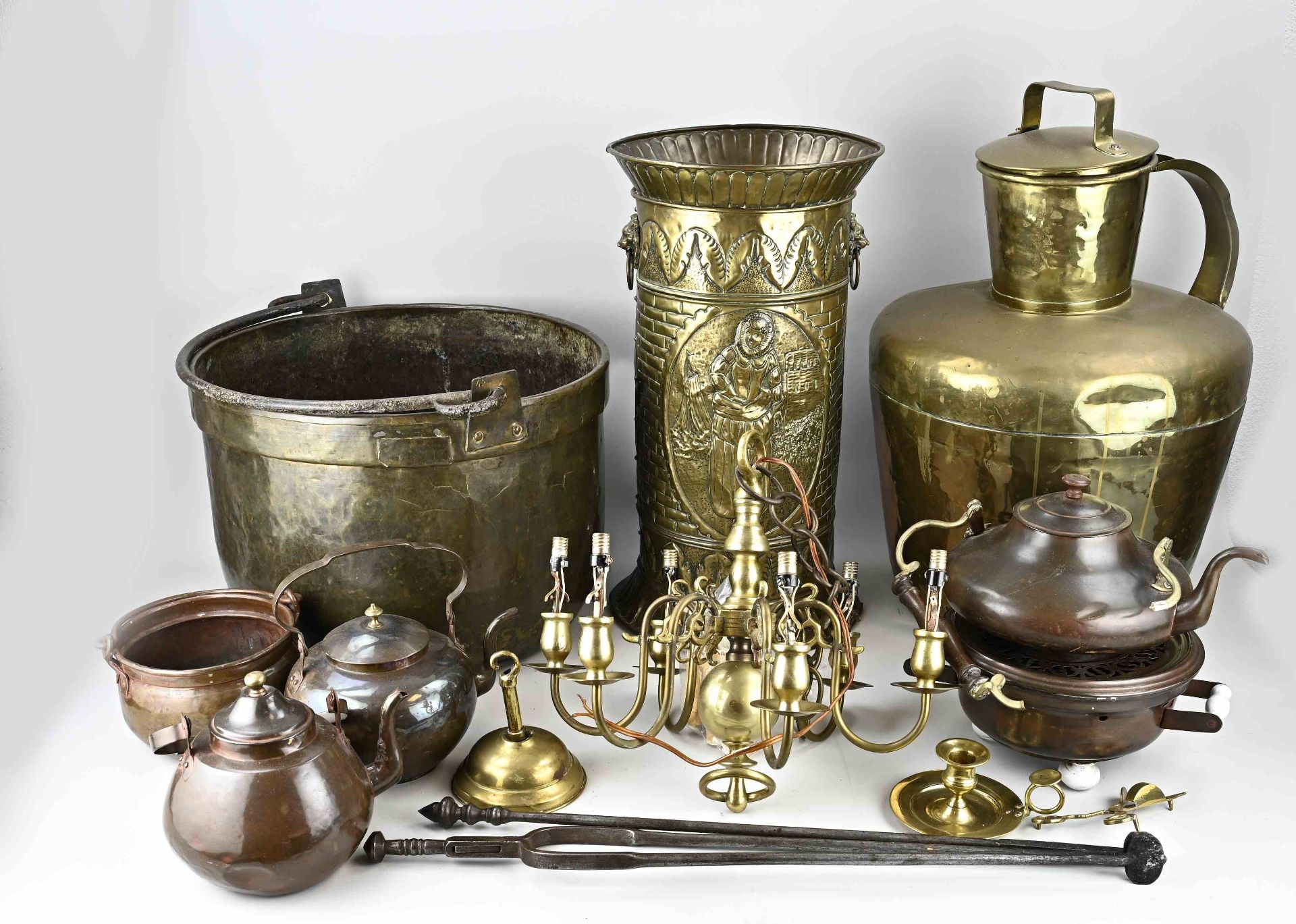 Various antique copperware