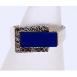 White gold ring with lapis lazuli