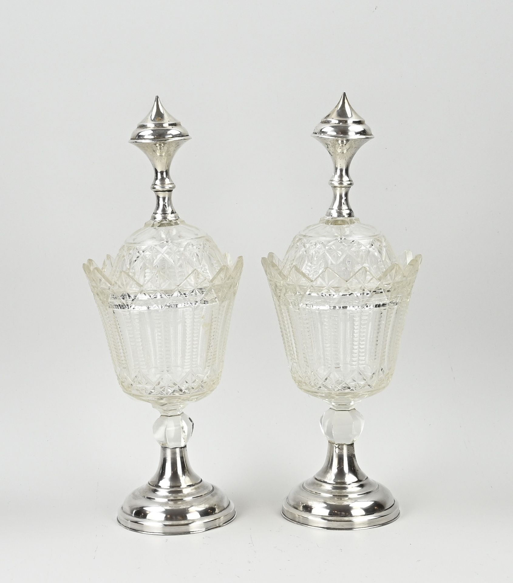Pair of candy coupes with silver