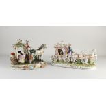 Two porcelain carriages