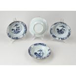 Four 18th century Chinese porridge plates Ø 16.5 cm.