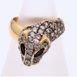 Gold ring with panther zirconia