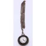 Silver pendant watch with chain