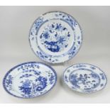 Three large 18th century Chinese dishes Ø 35 - Ø 45 cm.