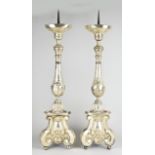 Two ecclesiastical candlesticks, H 92 cm.