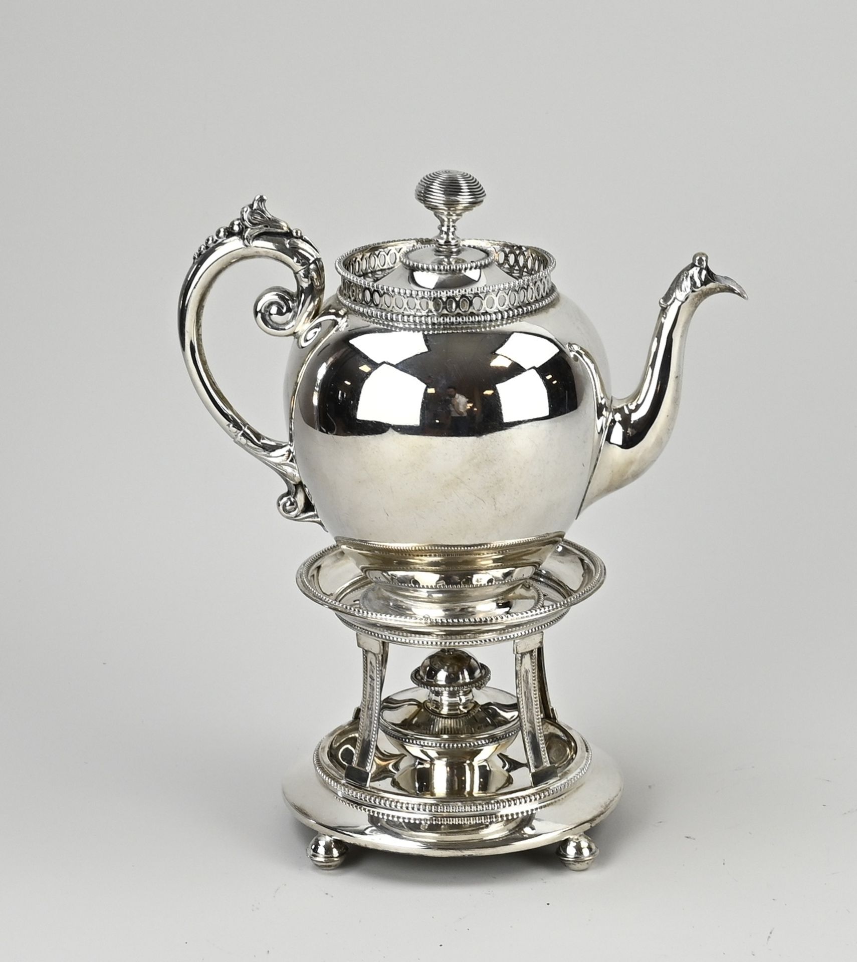 Silver pitcher with stove - Image 2 of 2