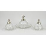 3 crystal bells with silverware