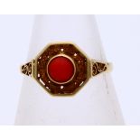 Gold ring red coral