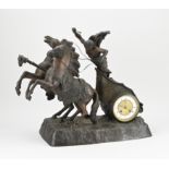 Antique French chariot mantel clock, 1880