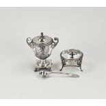 Mustard pot & salt cellar with silver