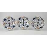 Three Chinese Imari plates Ø 22.6 cm.