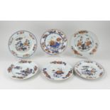 Six 18th century Chinese plates Ø 23 cm.