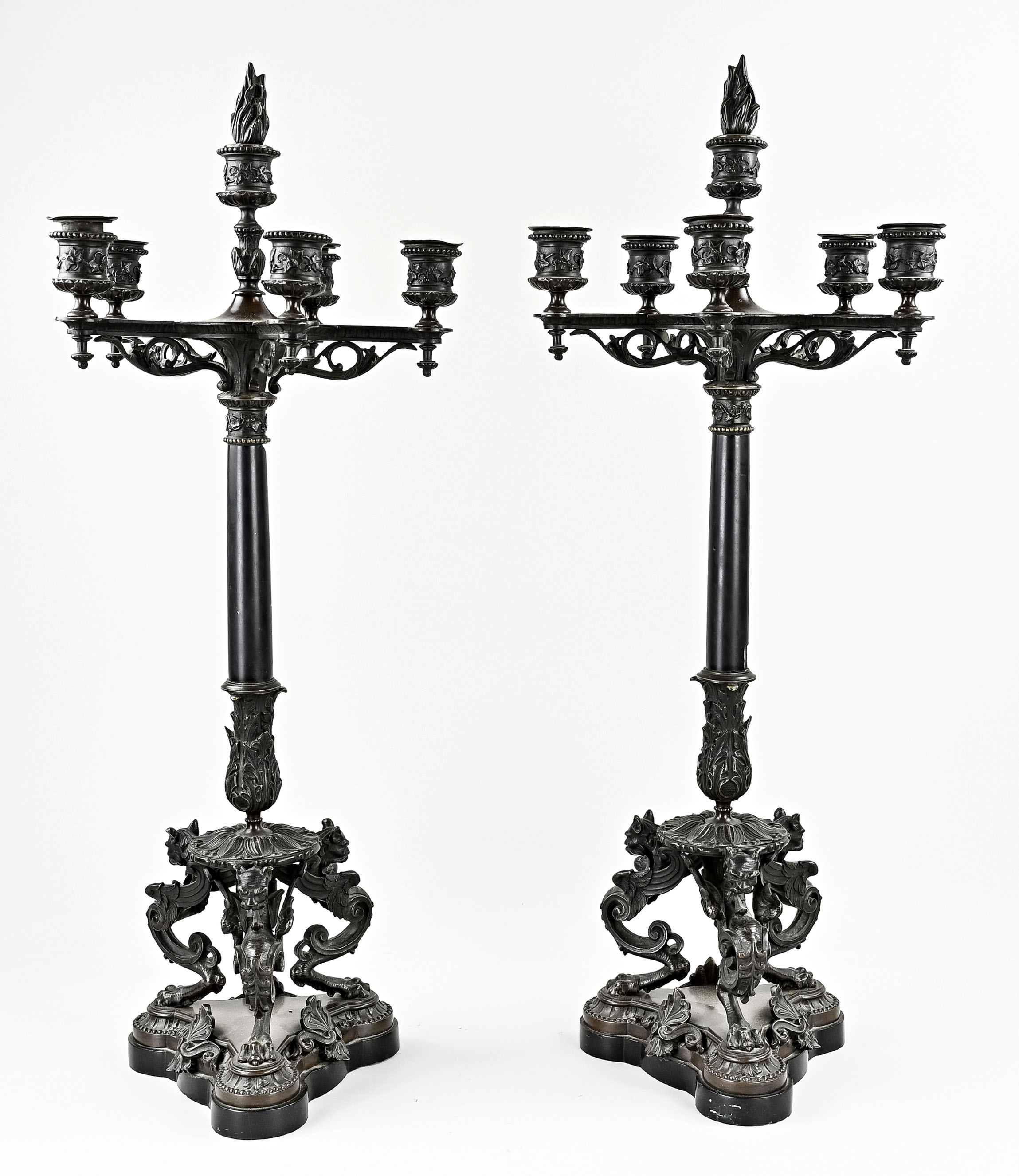 Two French Charles Dix candlesticks, 1835