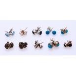 10 Pairs of ear studs silver