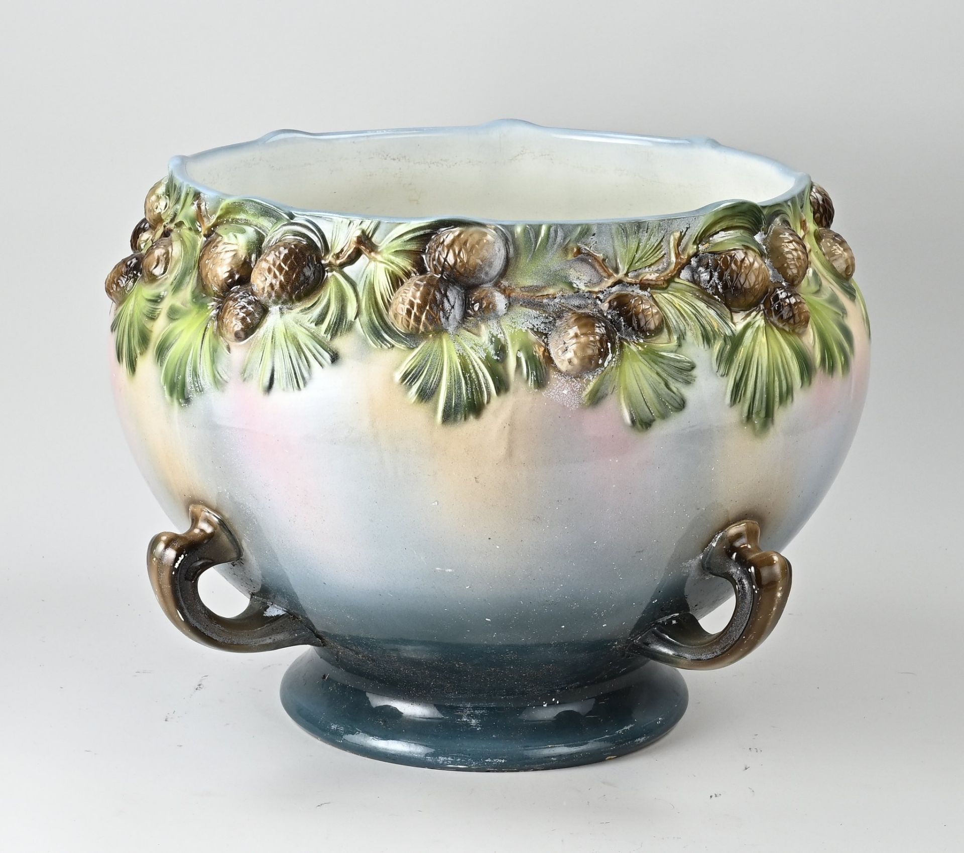 Large majolica flower pot, 1910