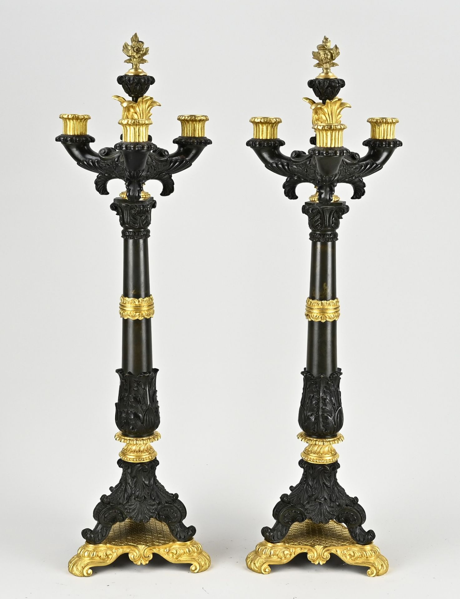 Two antique Charles Dix candlesticks, 1840