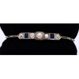 White gold bracelet sapphire, pearl & diamond