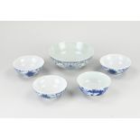 Five antique Chinese bowls Ø 11.5 - 17.8 cm.