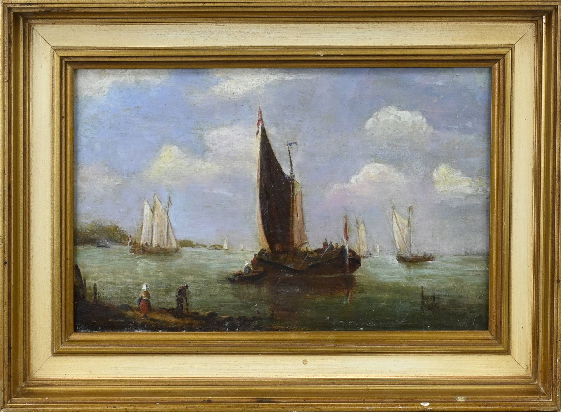 Unsigned, River view with ships