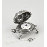 Table clock, silver turtle