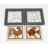 Four antique tiles, 1910 - 1920