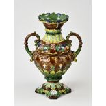 Antique majolica vase, H 25 cm.