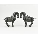 Two Chinese bronze horses