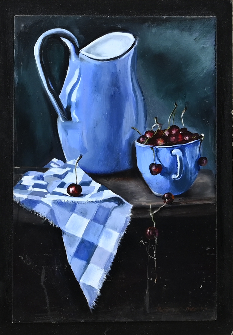 Rose Mary, Still life with blue enamel