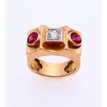 Gold ring with ruby and diamond