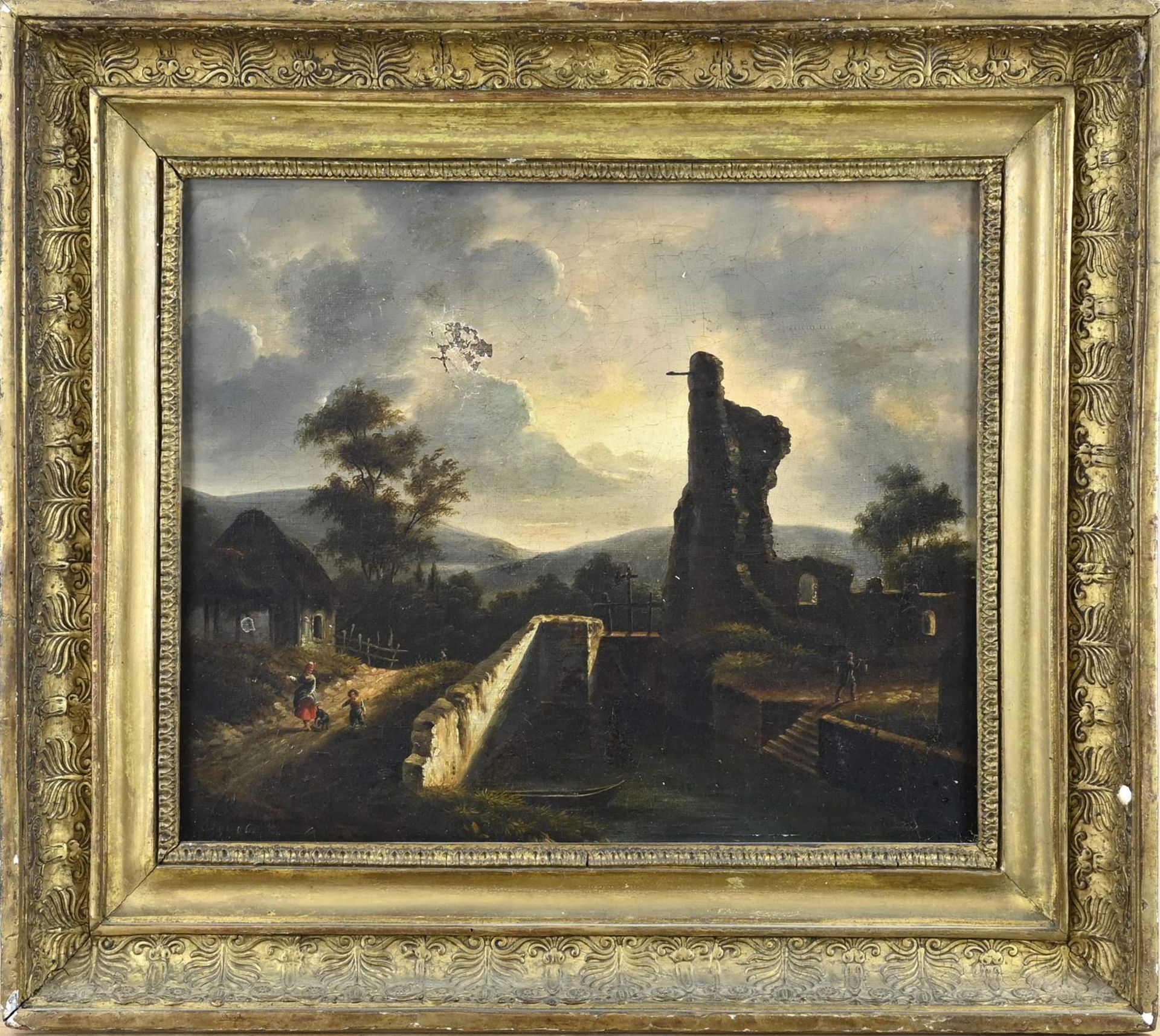 Unclear, Landscape with ruin at night