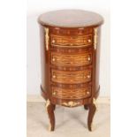 Round chest of drawers with intarsia