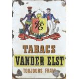 Enamel advertising sign Van der Elst Tabacs