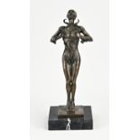 Modern bronze figure, Erotic lady in catsuit