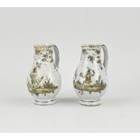 Two 18th century oil and vinegar jugs, H 14 cm.