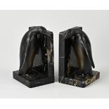 Two French marble bookends