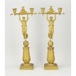 Two French Empire candlesticks, H 49 cm.