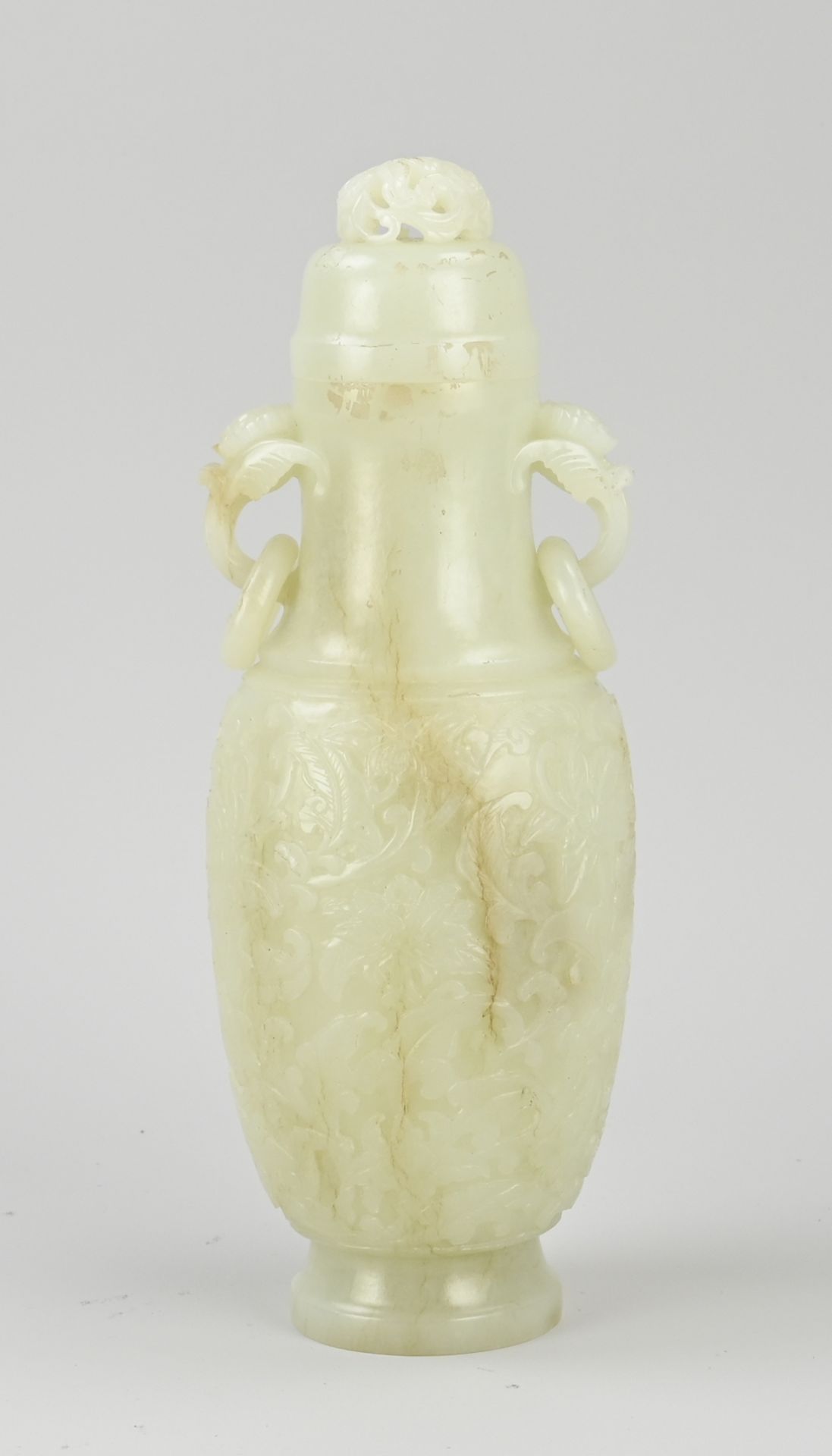 Ancient Chinese carved jade vase, H 23.5 cm.