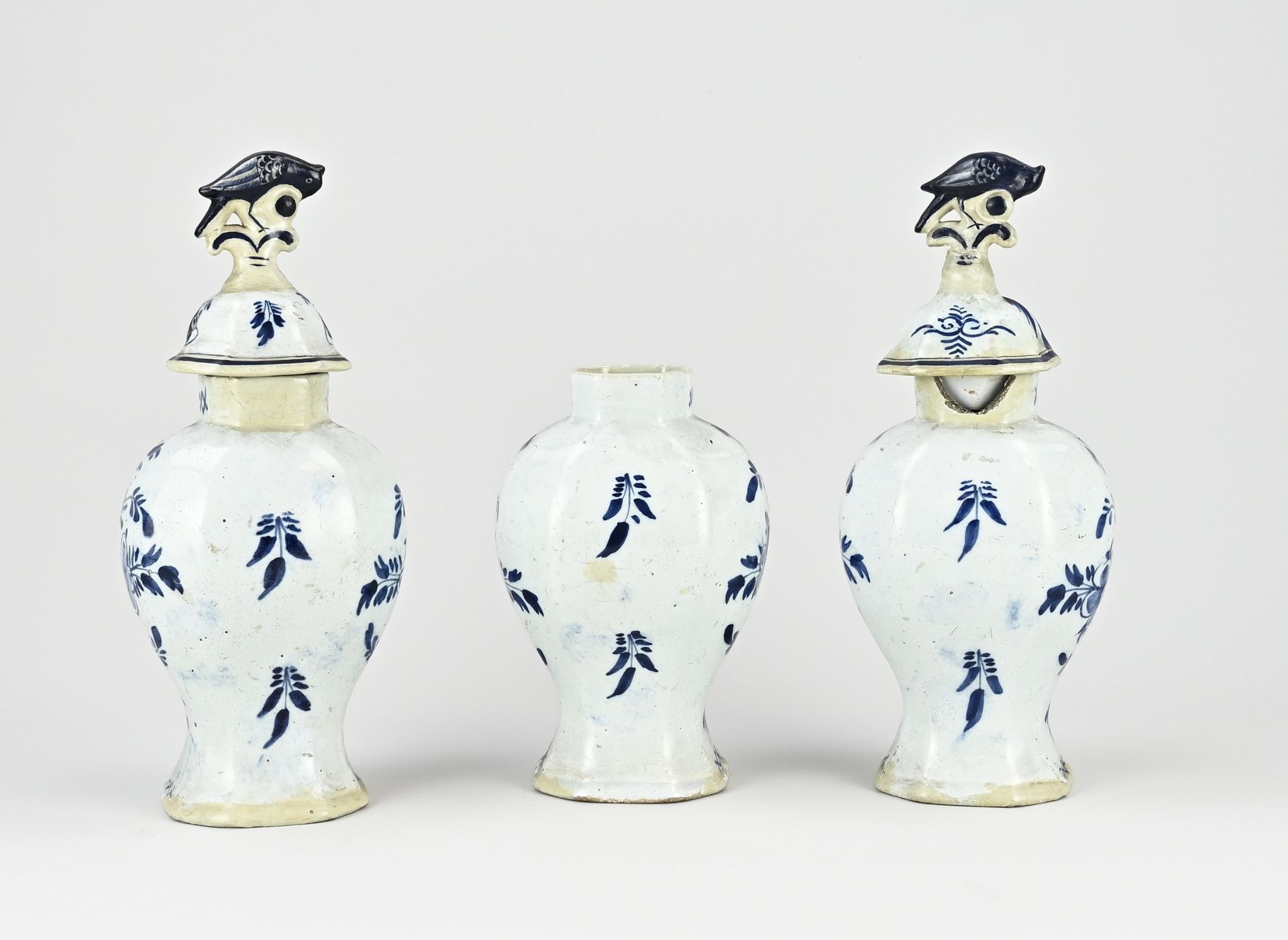 Three 18th century Delft vases - Image 2 of 2