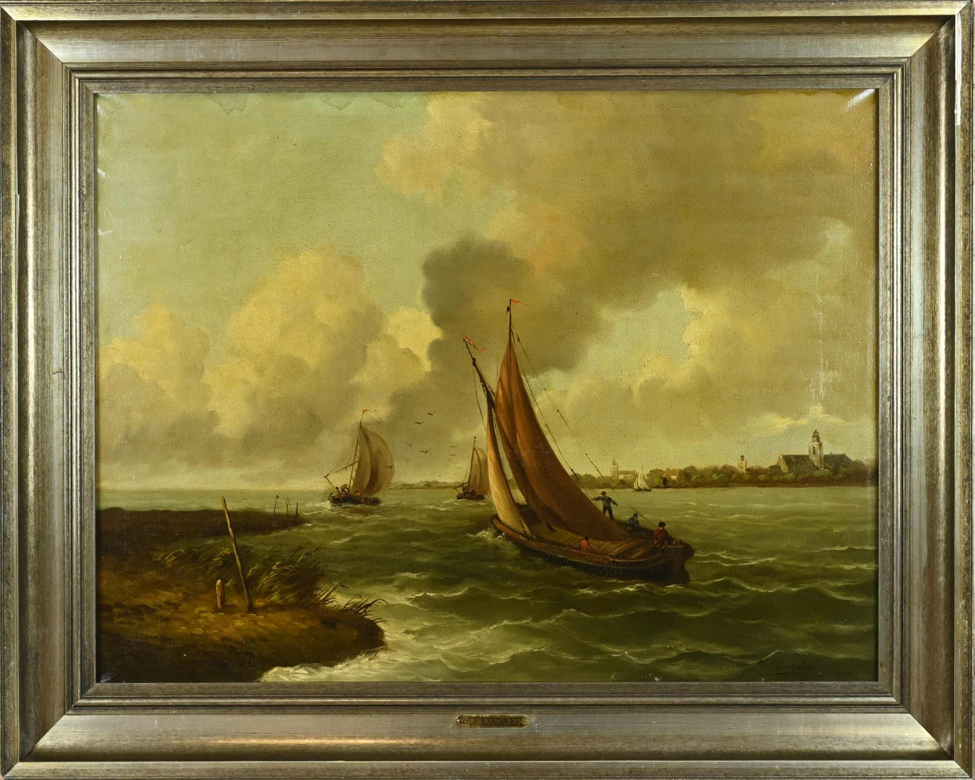 W. Heekelaar , River view with sailing boats