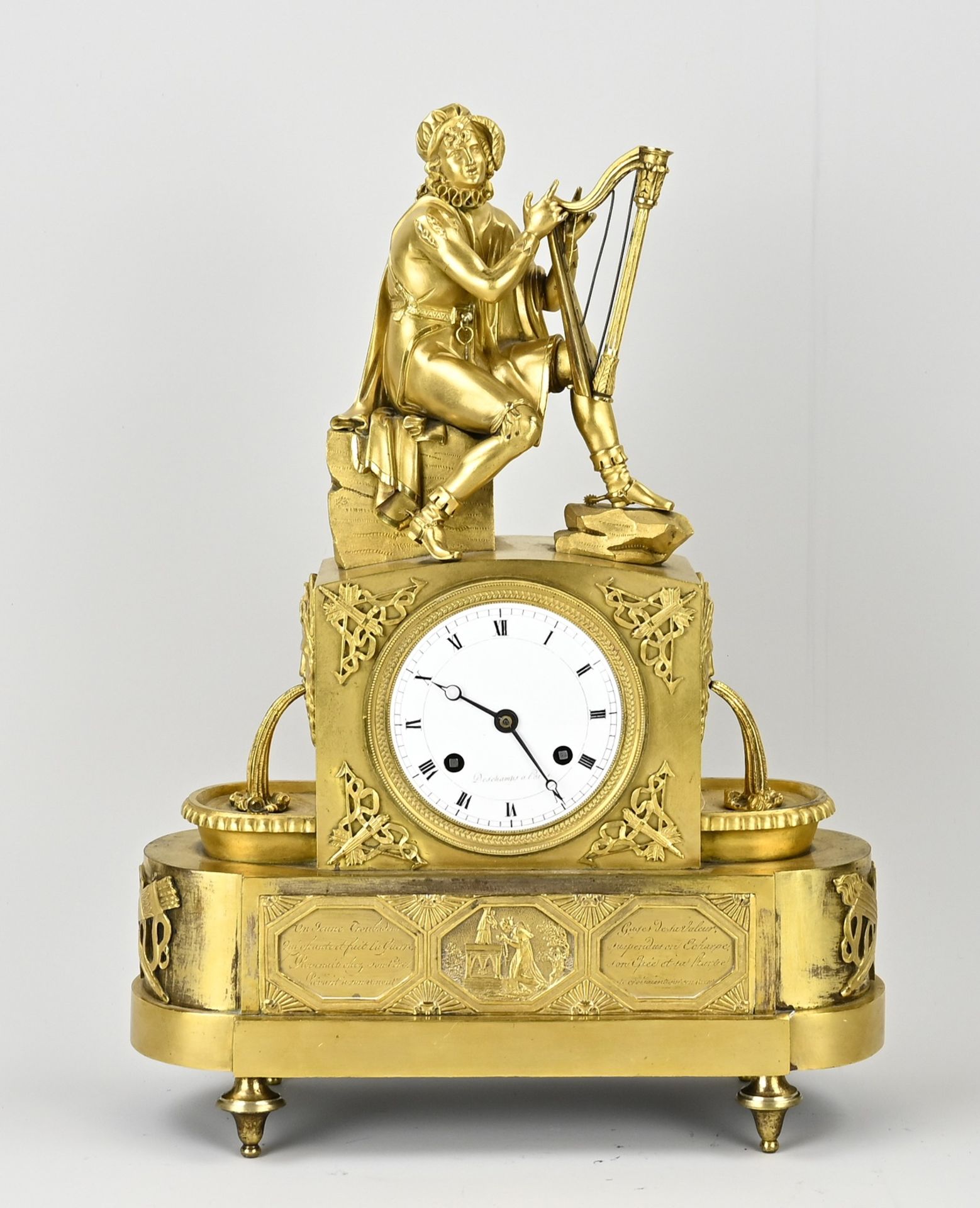 French fire-gilt mantel clock, 1800