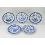 Five 18th century Chinese plates Ø 22 - 23 cm.